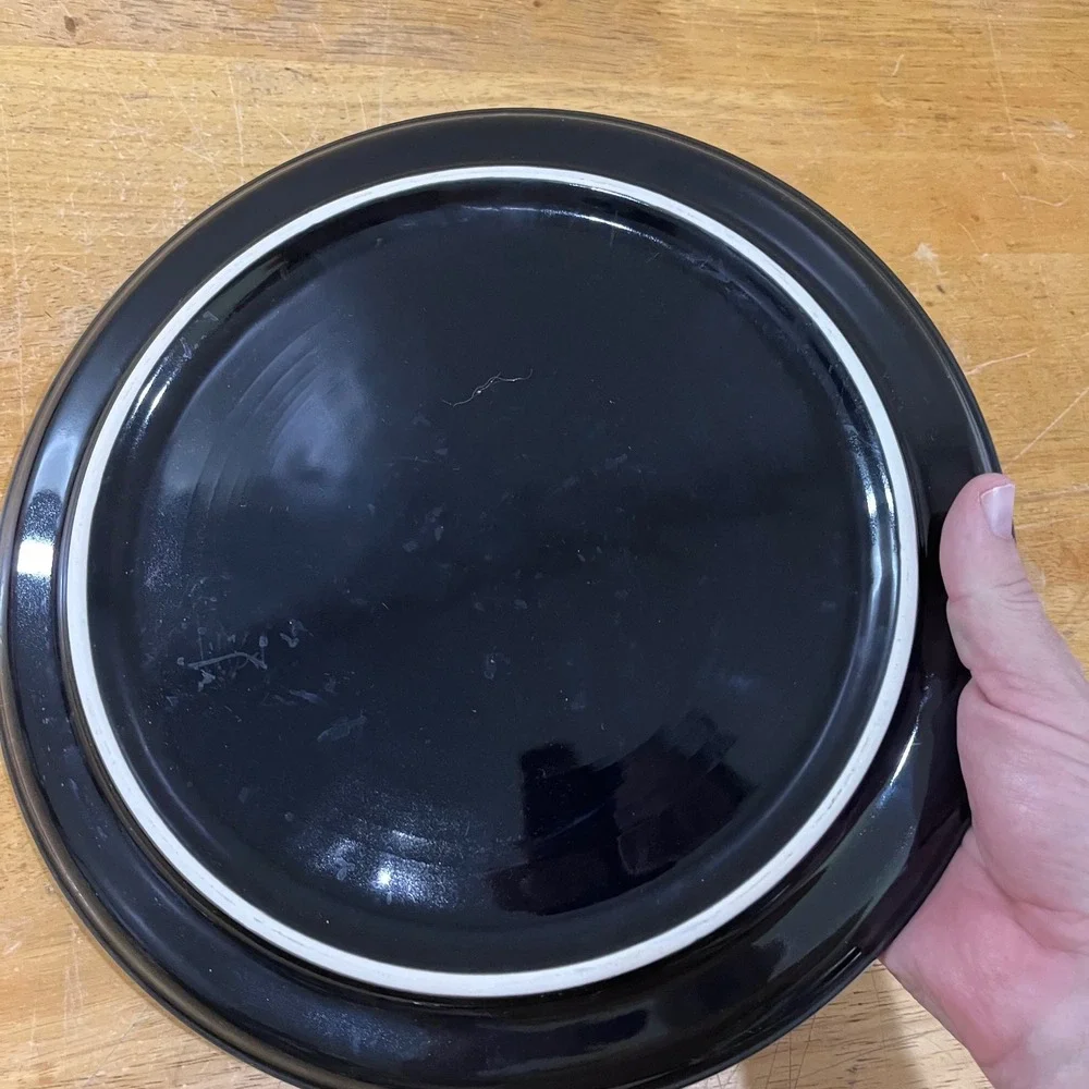 Fiesta‎ Black Pizza Pan Baking Stone 12 inch Ceramic Serving Tray Vtg Style USA